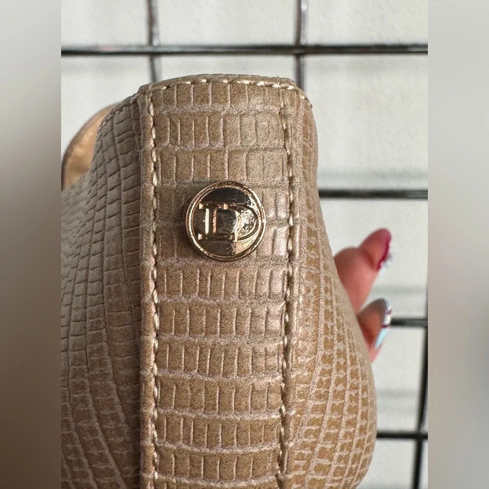 Dune London Haiti Taupe Croc Embossed Pointed Toe Ballet Flats Womens Size 36 6